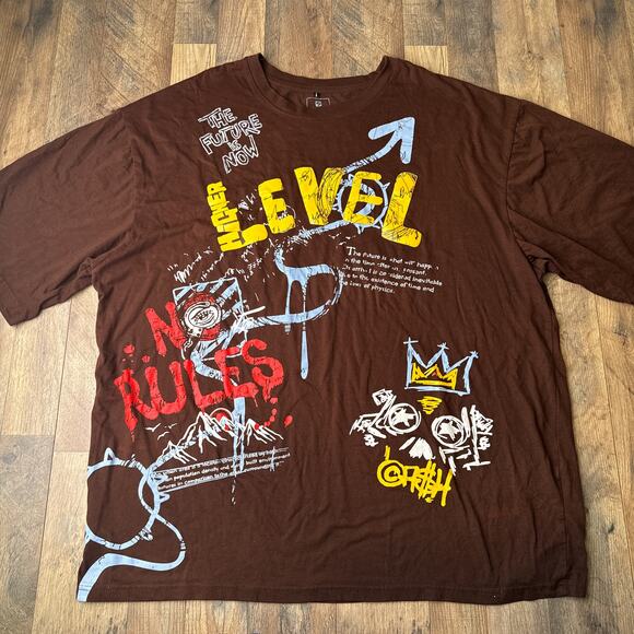 Southpole T-Shirt Men's 6XB Brown Short Sleeve Grunge Skater Graffiti 5682 - Picture 1 of 12